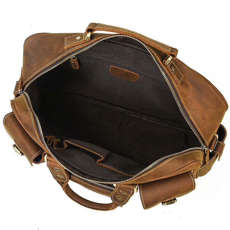 Men's Crazy Horse Leather Retro Top Layer Men's Briefcases