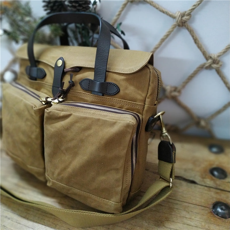 Men's Oil Wax Canvas Official Document Computer Men's Briefcases