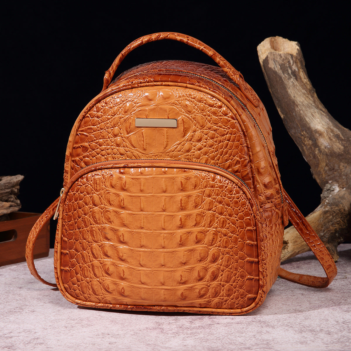 Women's Graceful Retro Crocodile Pattern Brahmin Backpacks