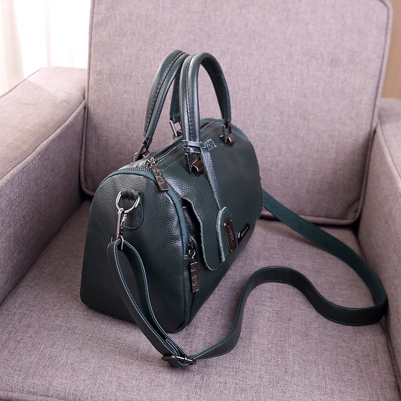 Women's Paul Fashionable Retro Leather Portable Boston Handbags