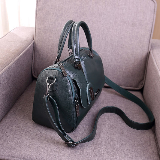 Women's Paul Fashionable Retro Leather Portable Boston Handbags