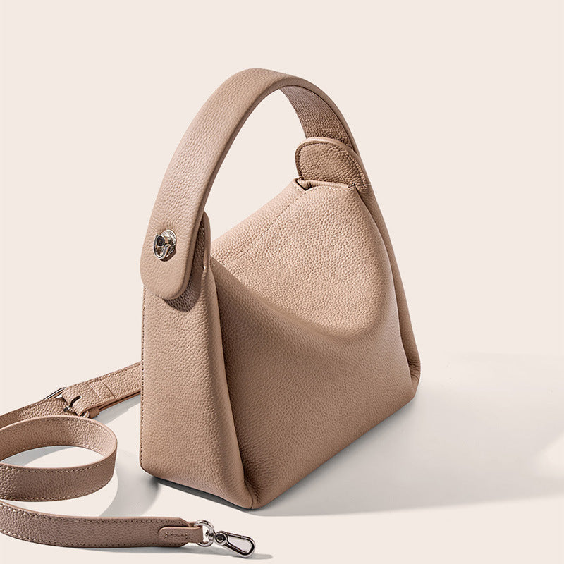 Cowhide Leather Soft Smoke Female Niche Tote Bags