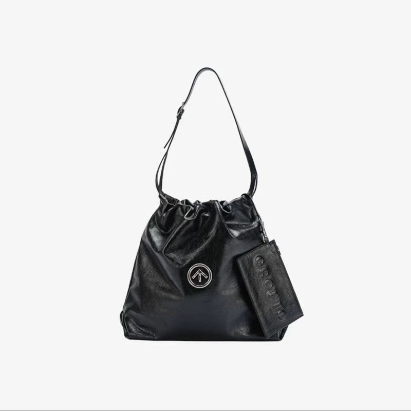 Women's Garbage Genuine Leather Pleated Medium Size Bags