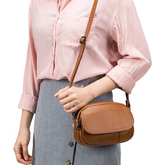 Women's Fashionable First Layer Cowhide Mini Soft Crossbody Bags