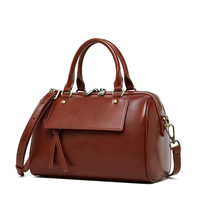 Women's Winter Genuine Leather Boston Pillow Fashion Crossbody Bags