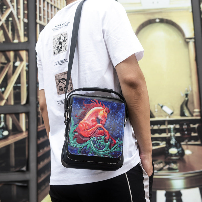 Men's Leatherworker Large Capacity Leather Trendy Niche Men's Messenger Bags