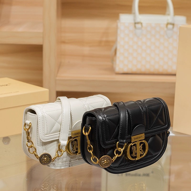 Women's Genuine Leather Simple Underarm Saddle Shoulder Bags