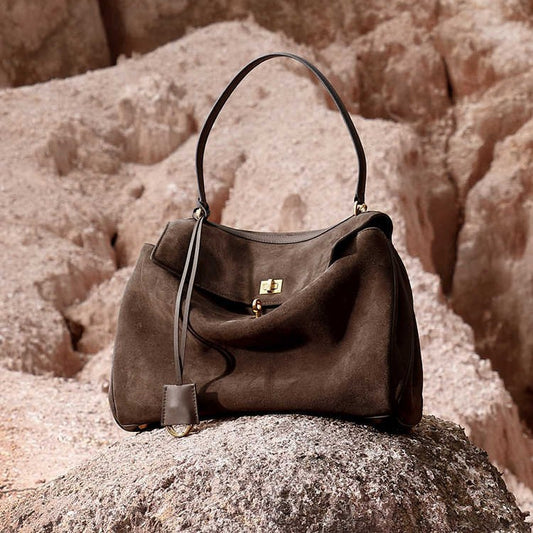 Frosted High-grade Suede Kelly Retro Portable Bags