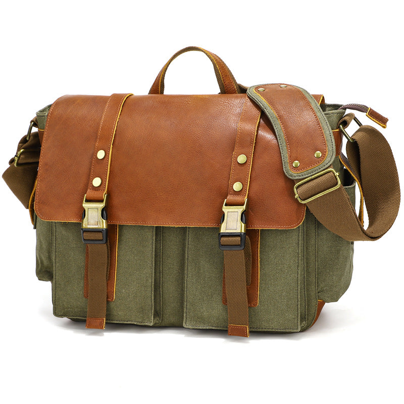Men's Retro Oil Wax Canvas With First Men's Messenger Bags