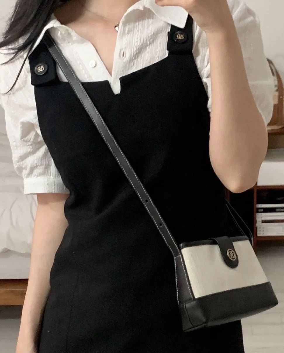 Color Contrast Patchwork Canvas Car Portable Crossbody Bags
