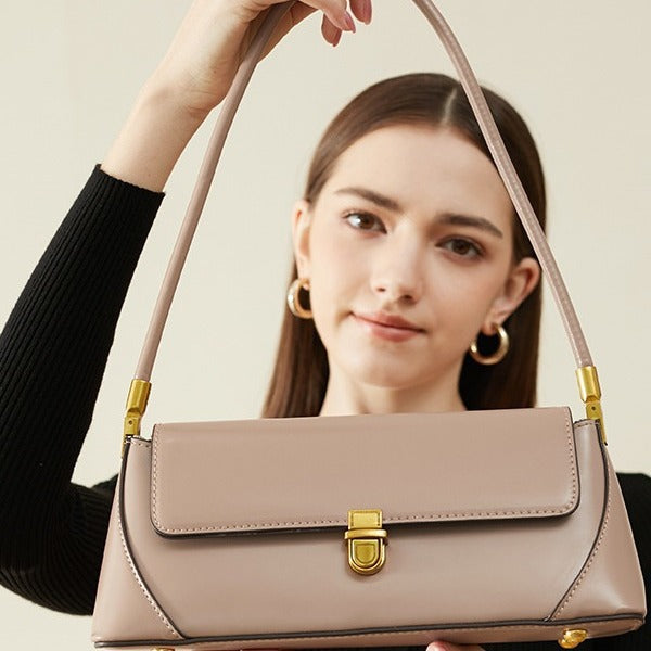 Women's Niche Baguette Genuine Leather Underarm Summer Tote Bags