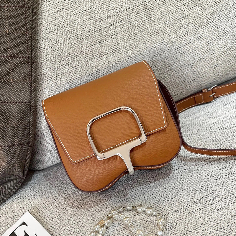 Women's High-grade Cushion Genuine Leather Saddle Cowhide Crossbody Bags