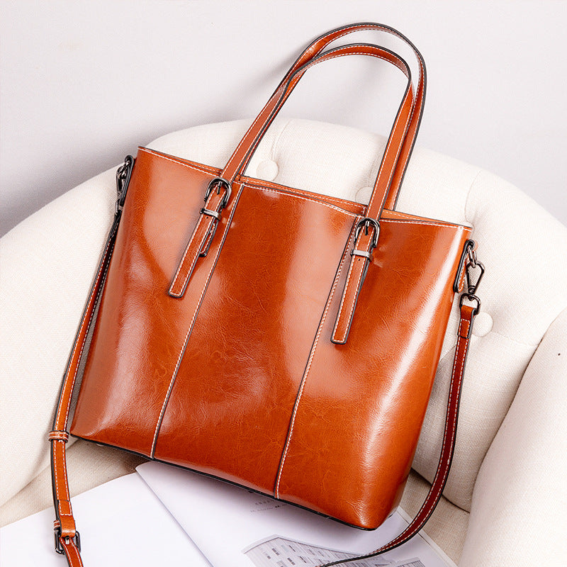 Women's Genuine Leather Large Retro Capacity Totes Shoulder Bags
