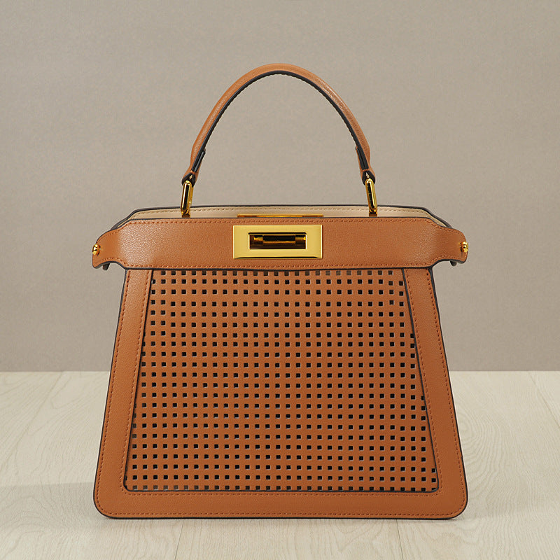 Women's Organ Cow Leather Hollow With Cat Design Crossbody Bags