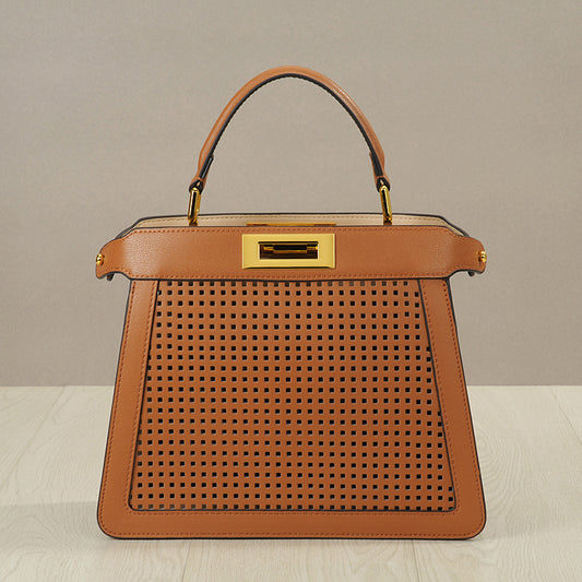 Women's Organ Cow Leather Hollow With Cat Design Crossbody Bags