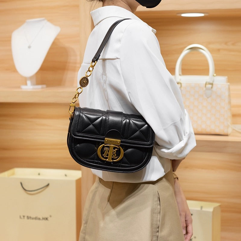 Women's Genuine Leather Simple Underarm Saddle Shoulder Bags