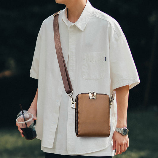Men's Retro Genuine Leather Simple Niche Leisure Men's Messenger Bags