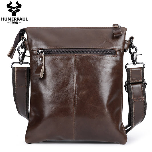 Men's Paul First Layer Cowhide Simple Large Men's Shoulder Bags
