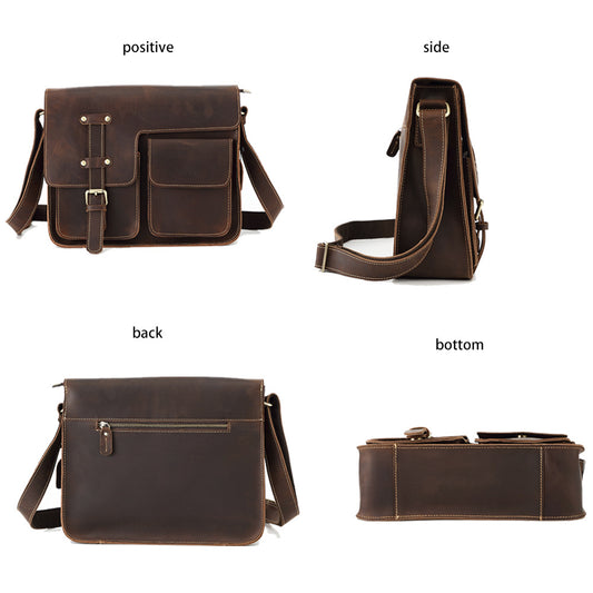 Men's Slouchy Leather Crazy Horse Computer Men's Messenger Bags