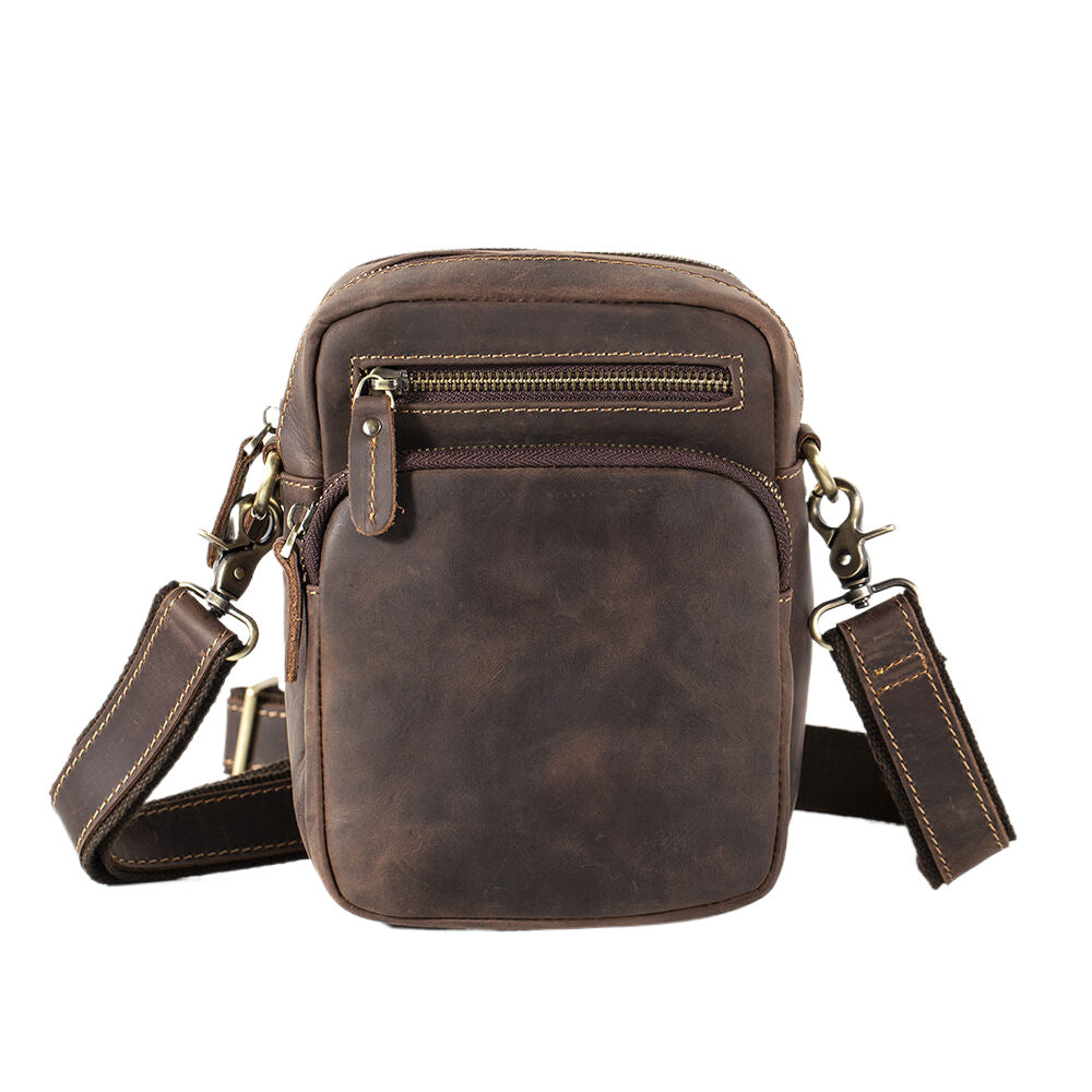 Men's Vertical First Layer Cowhide Vintage Men's Shoulder Bags