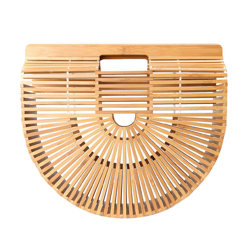 Woven Bamboo Hollow Semicircle Retro Clutch Handbags
