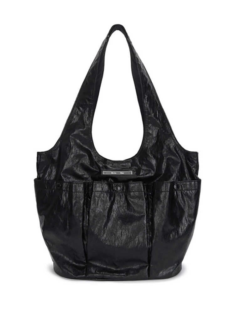 Niche Pleated Double Pocket Korean Style Tote Bags