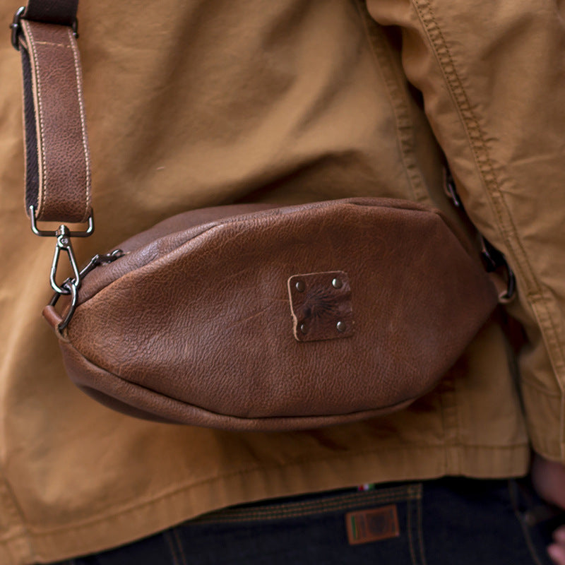 Men's Handmade Crazy Horse Top Layer Leather Men's Shoulder Bags