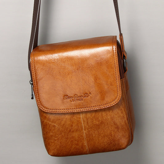 Men's Leather Cowhide Retro Fashionable Large Capacity Men's Messenger Bags