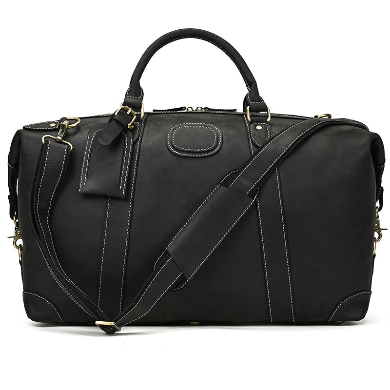 Men's Vintage Crazy Horse Leather Fitness Travel Bags