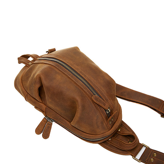 Men's Light Retro Crazy Horse Leather Burden Men's Chest Bags