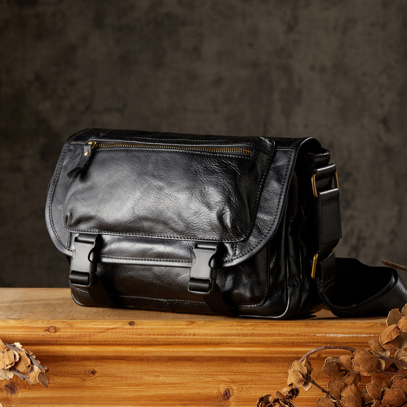 Men's Genuine Leather Retro First Layer Vegetable Tanning Men's Shoulder Bags