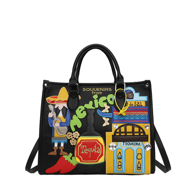 Women's Large Capacity Retro Portable Niche Embroidered Crossbody Bags