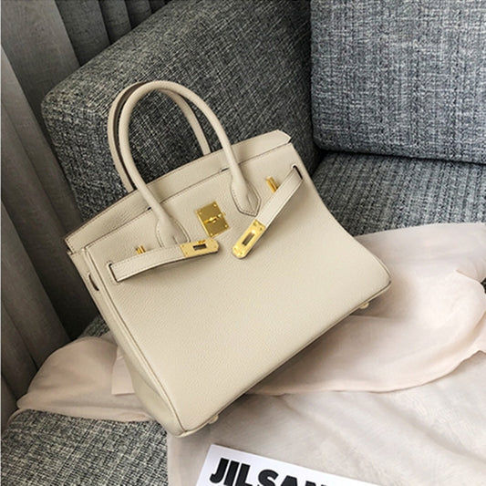 Women's Layer Litchi Pattern Cattlehide Leather Fashion Leisure Commute Handbags