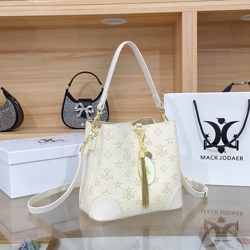 Women's Niche Iti Printing High-grade Large Capacity Bucket Bags