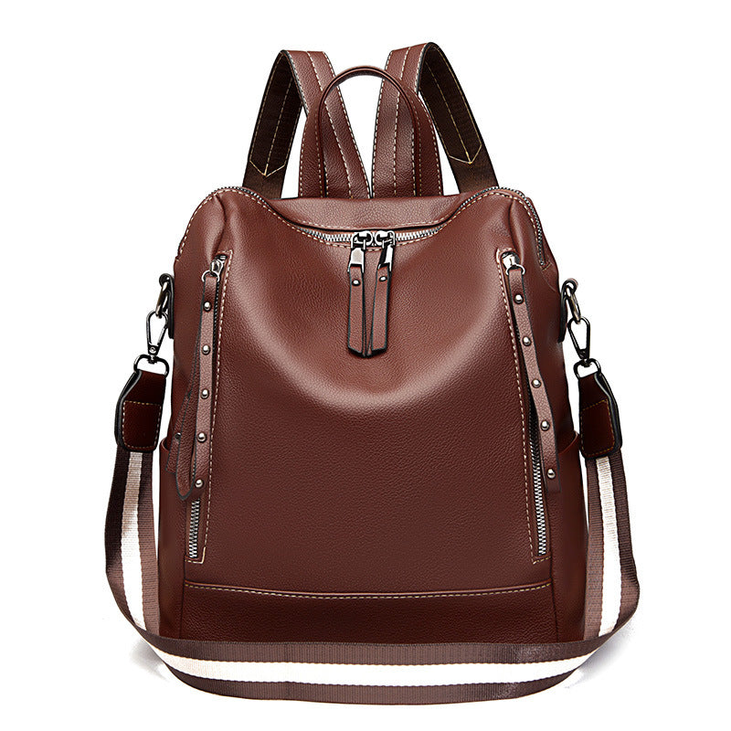 Women's Genuine Leather Korean Versatile Large Capacity Backpacks