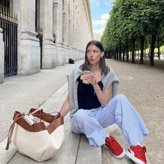 Women's Knitted Stitching Portable Large Capacity Commuter Tote Bags