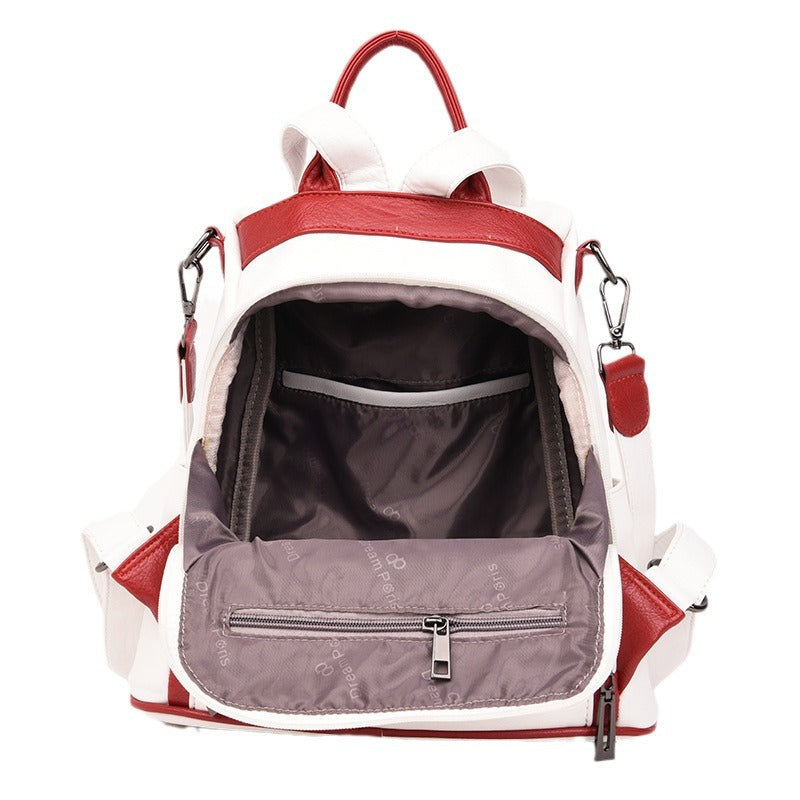Women's Leather Pattern Stitching Fashion Textured Female Backpacks