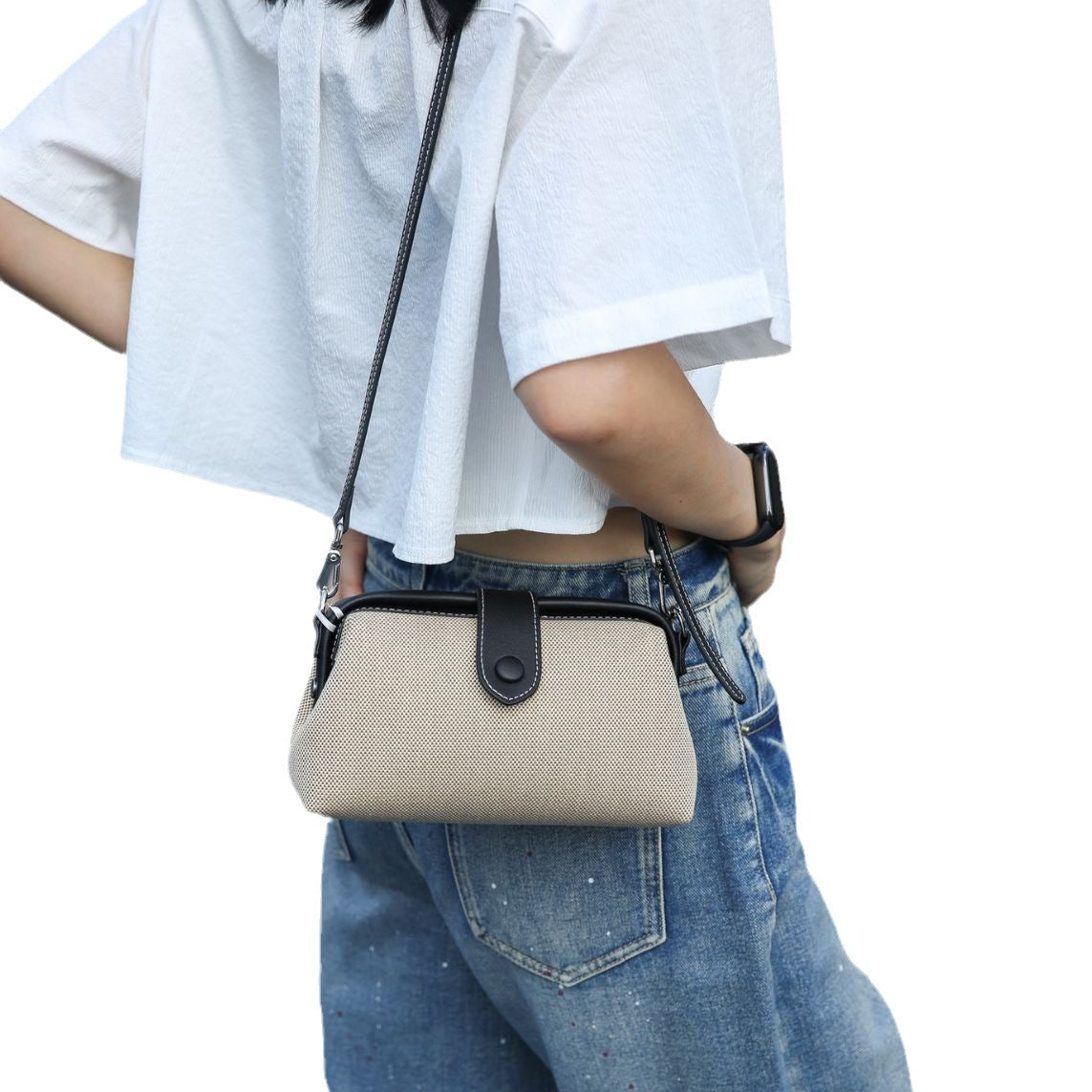 Women's Canvas Summer Wind Genuine Leather Fashion Crossbody Bags