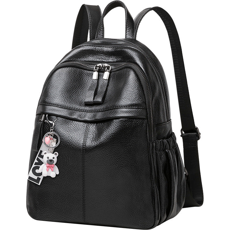 Women's Spring Fashion Cowhide Lychee Pattern Backpacks