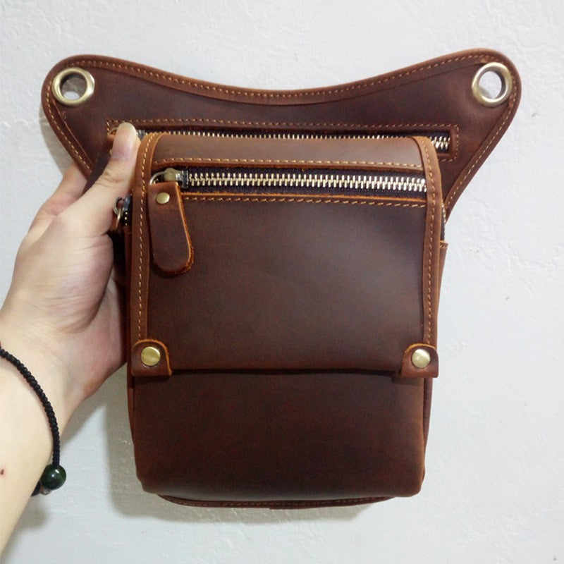 Men's First Layer Cowhide Leather Crazy Horse Men's Waist Packs