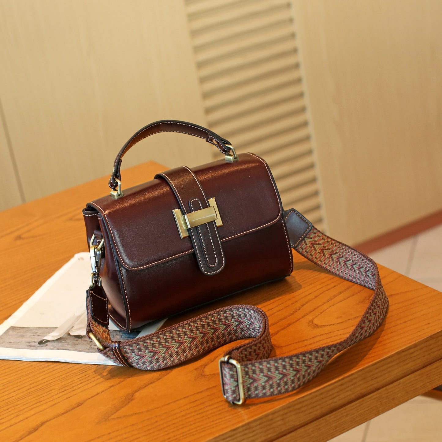 Women's Vegetable Tanned Leather Cowhide Simple Stylish Bags