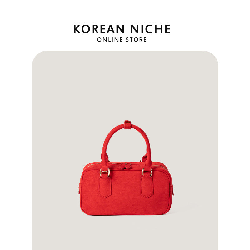 Women's Soft Trendy Retro Suede Portable For Small Square Bags