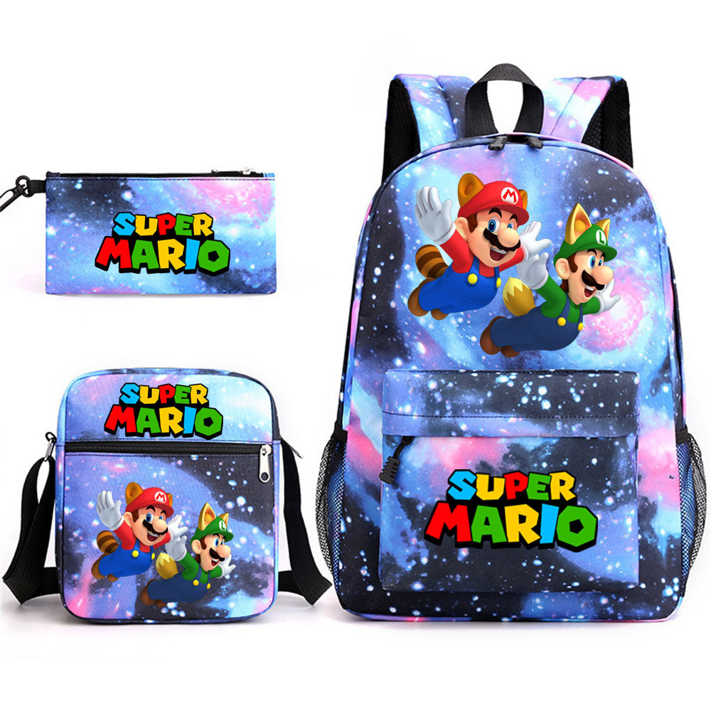 Game Mario Super Mary Three-piece Cartoon Middle School Students' Schoolbags
