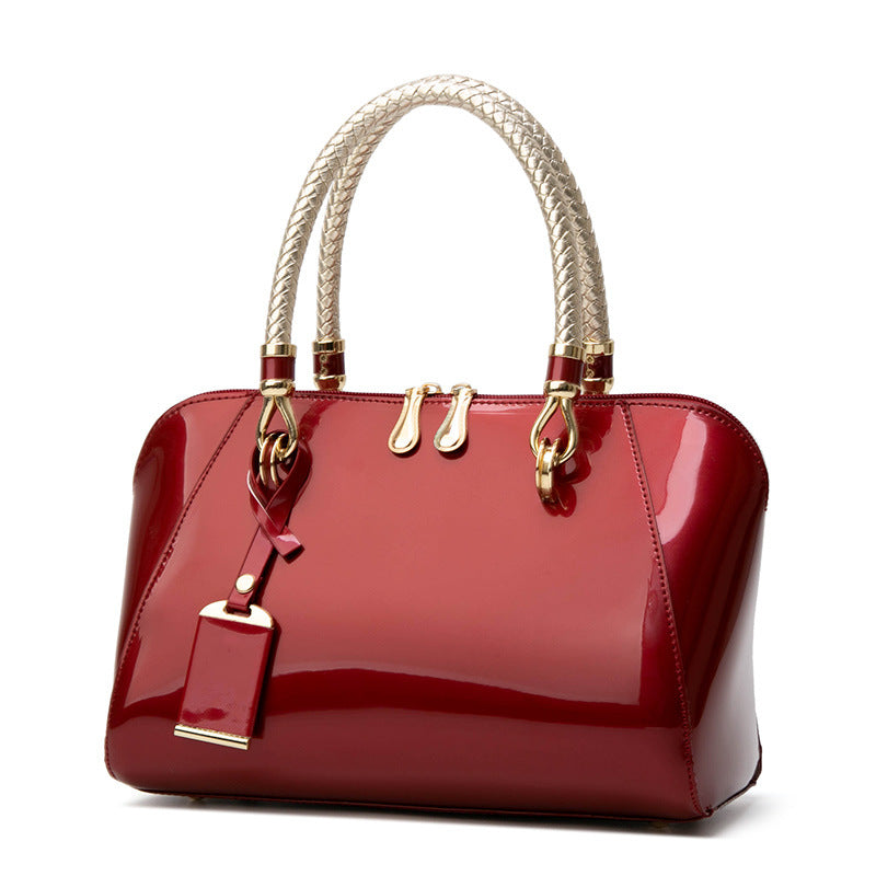 Women's Patent Leather Shiny Boston Fashion Shoulder Bags