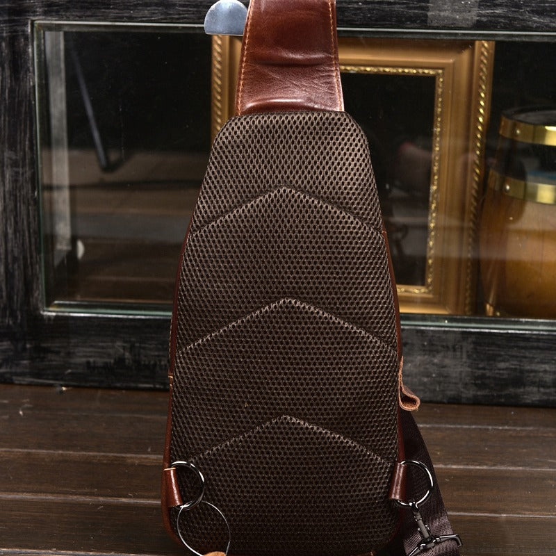 Men's Leather Fashion First Layer Cowhide Korean Men's Chest Bags
