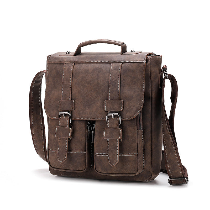 Men's Retro Crazy Horse Leather Big Men's Shoulder Bags