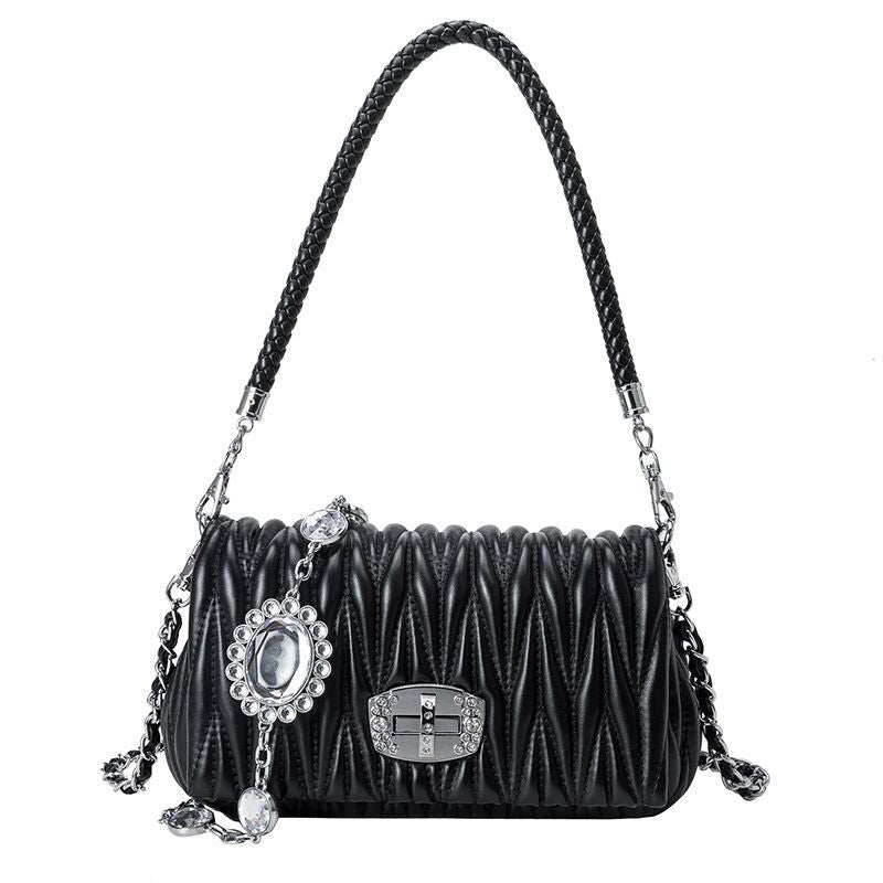 Women's Summer Rhinestone Pleated Chain High-grade Underarm Handbags