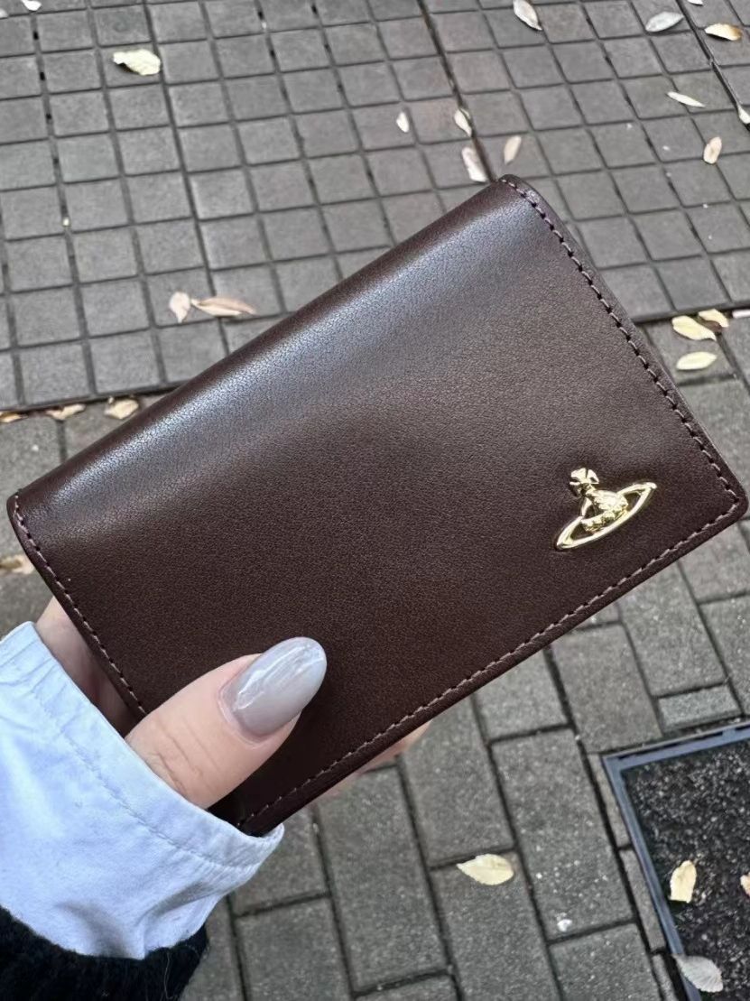 British Niche Saturn Solid Color Clutch Card Holder