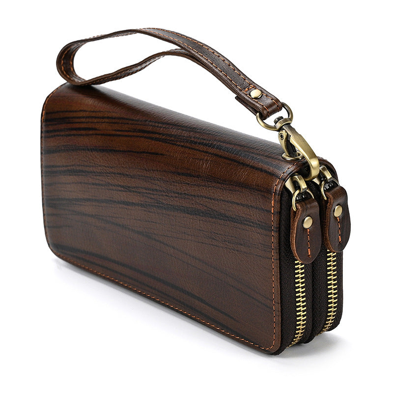 Men's Leather Crazy Horse Long Double Layer Bags