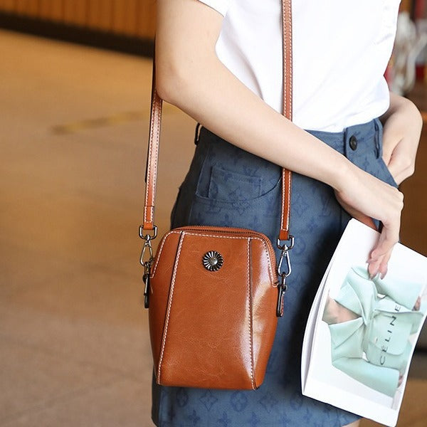 Women's Selected Oil Wax Cowhide Fashion Genuine Crossbody Bags
